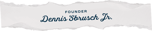 Name tag showing the name of Dennis Sbrusch Jr., founder of SureThing Media, a Texas marketing agency