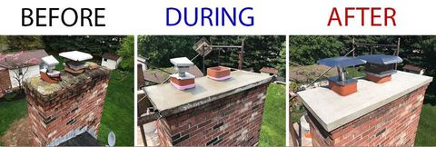Before And After Chimney Crown — Dundee, IL — Dundee Collision Inc.