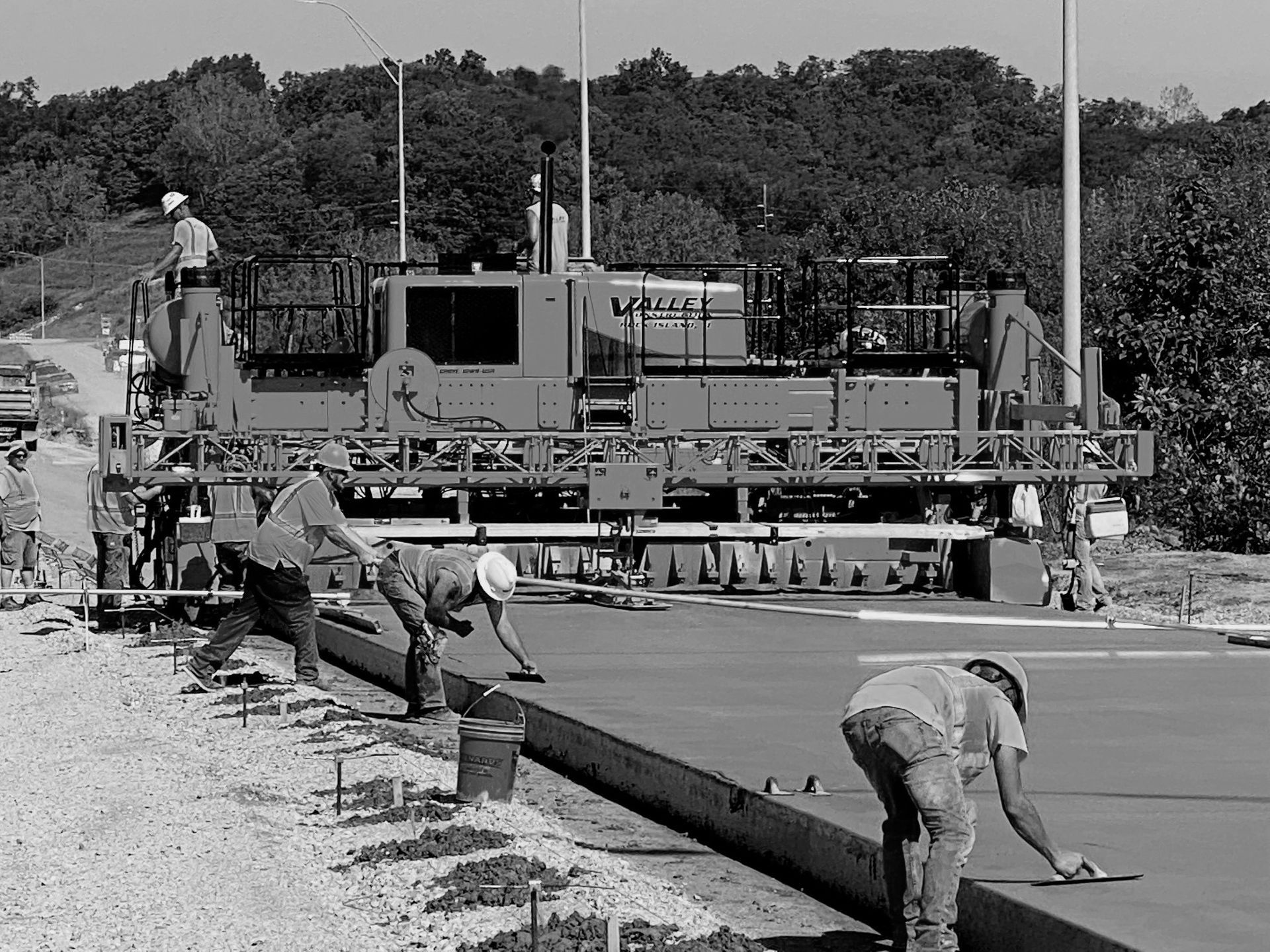 Workers on a paving project