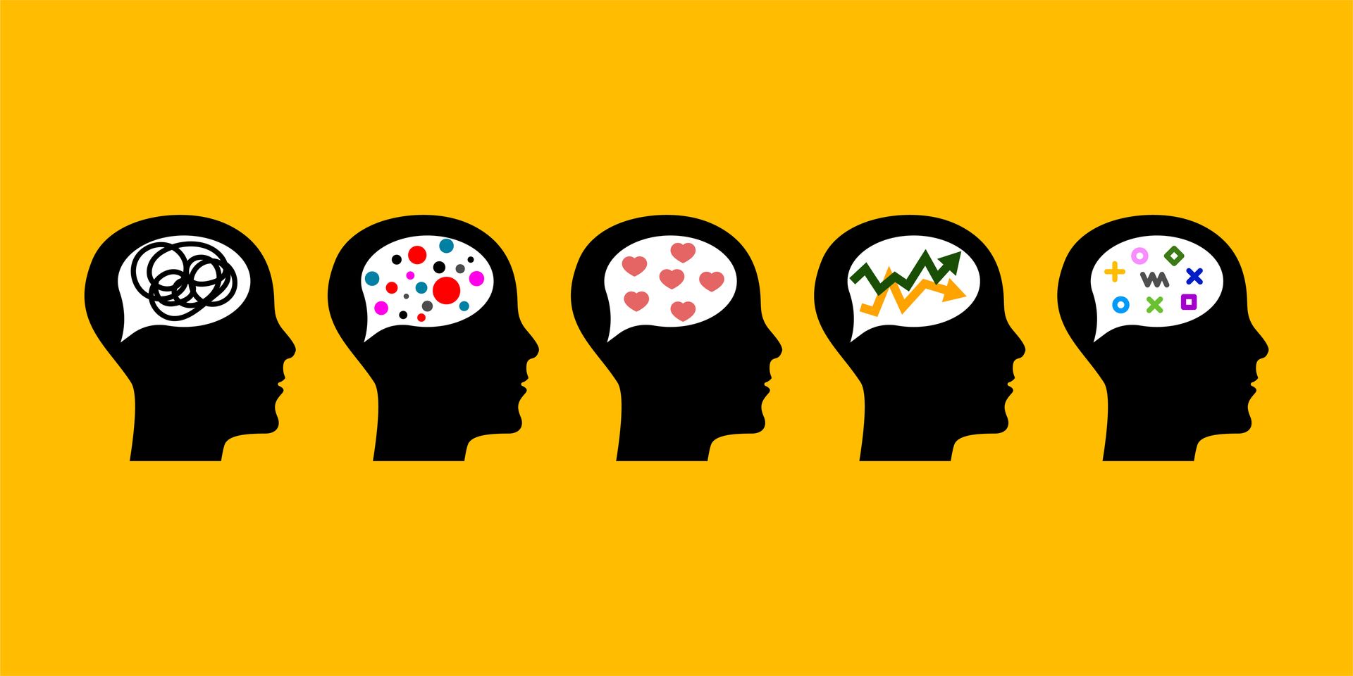 A silhouette of a person 's head with a colorful brain.