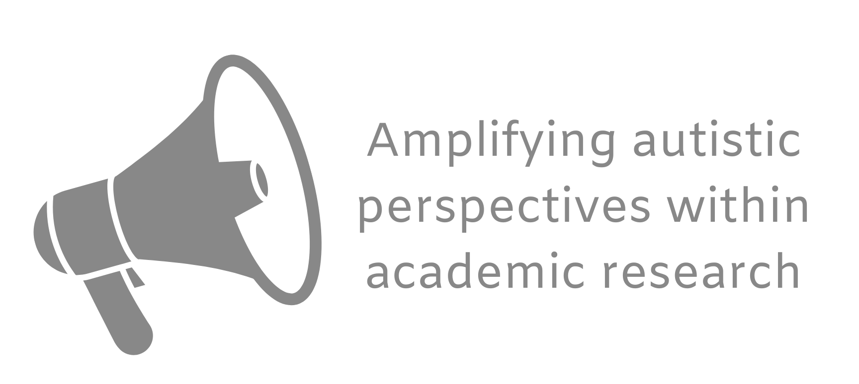 An icon of a megaphone with the words `` amplifying autistic perspectives within academic research ''.