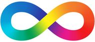Rainbow gradient infinity symbol on a white background