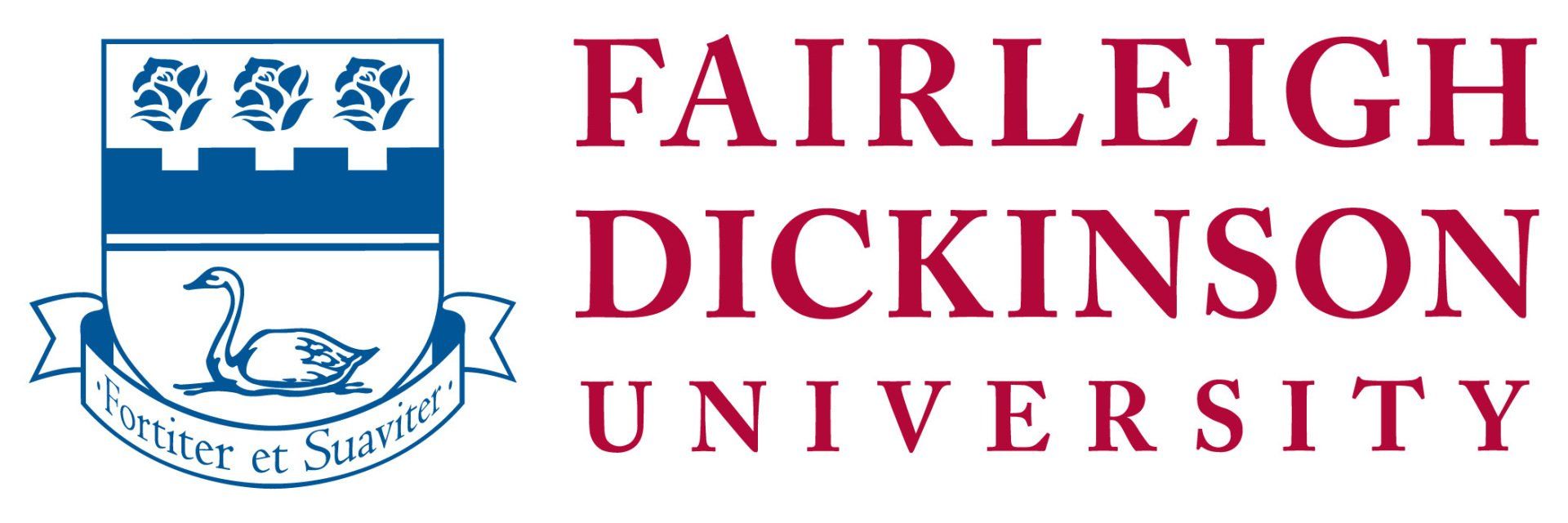 A logo for fairleigh dickinson university with a swan on it