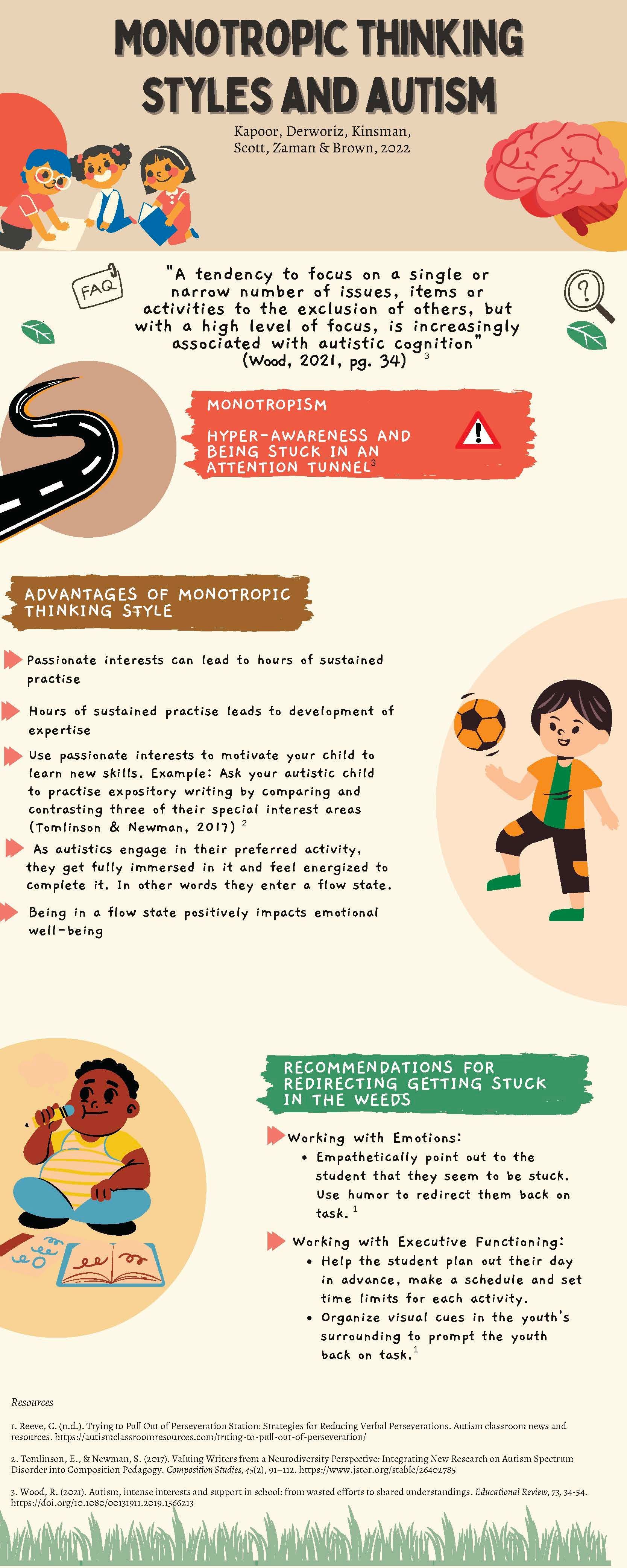 A poster showing different types of thinking styles and autism.