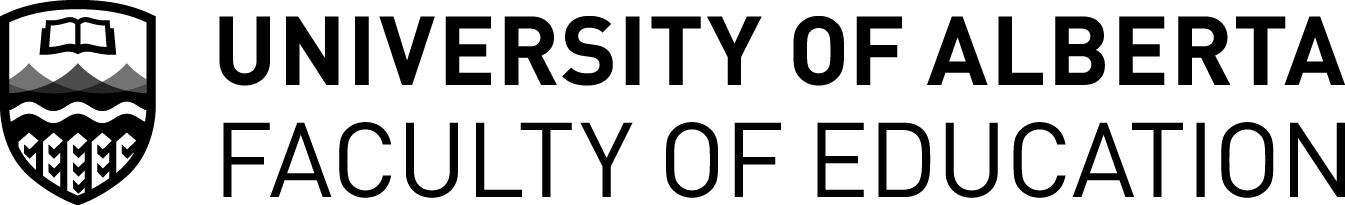 A black and white logo for the university of alberta