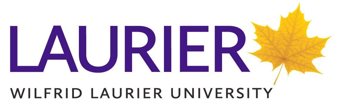 A logo for wilfrid laurier university with a yellow maple leaf