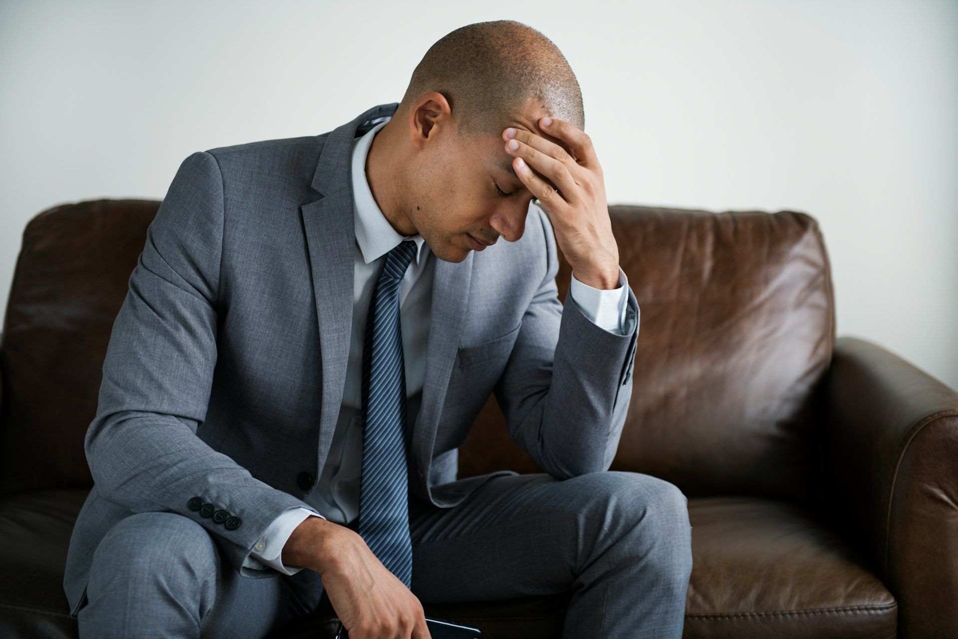 man not feeling well