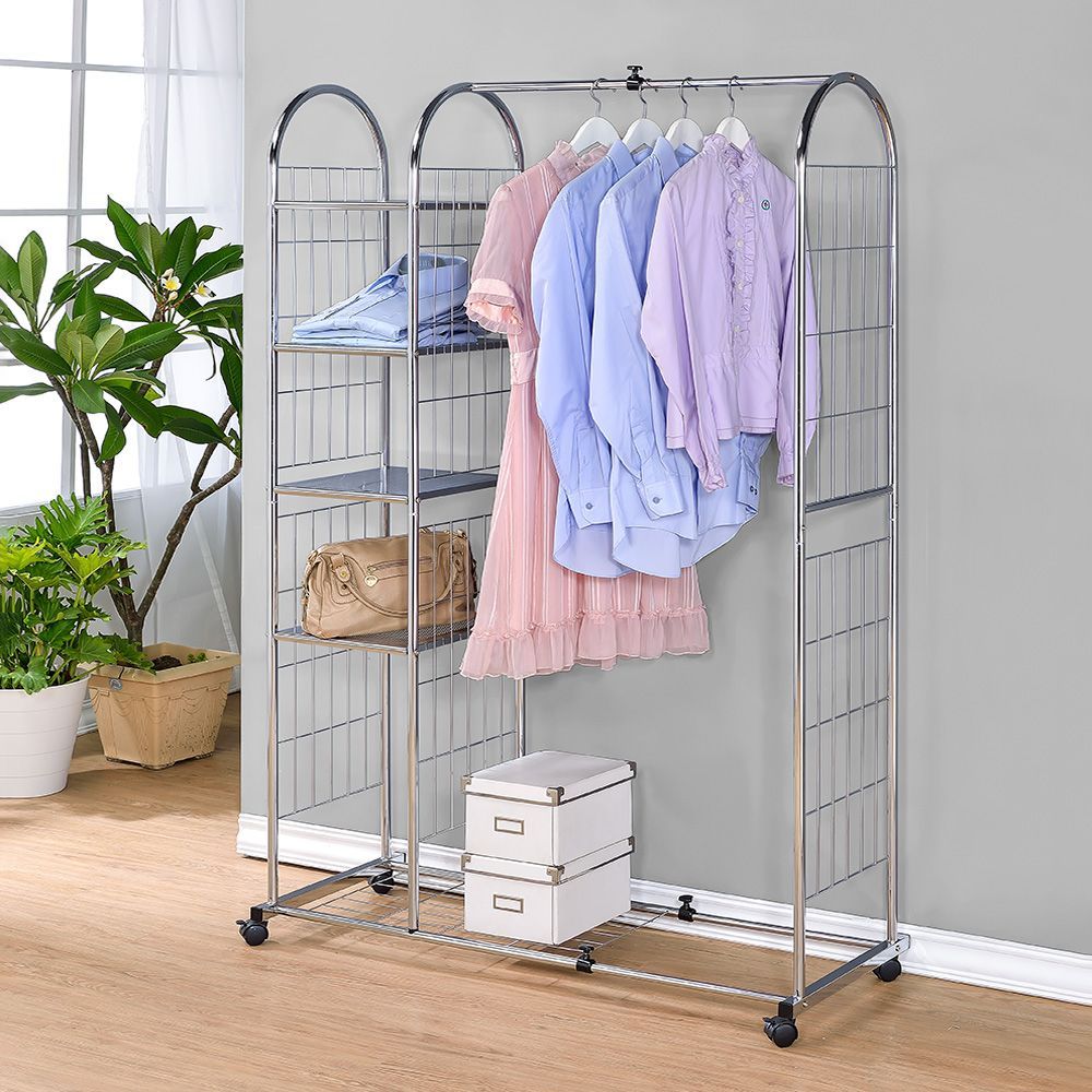 AAA 拱型伸縮附輪四層吊衣架