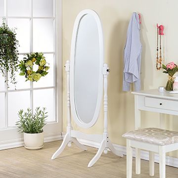 【福利品】AAA 橢圓形橡膠木穿衣鏡 - 2色可選