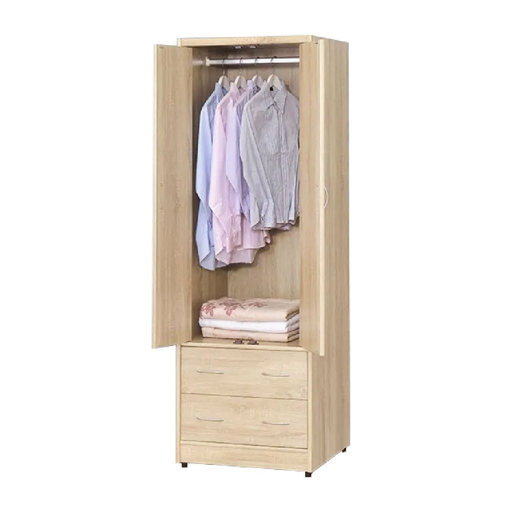 AAA 灰白橡木2尺衣櫃 - 雙門二抽