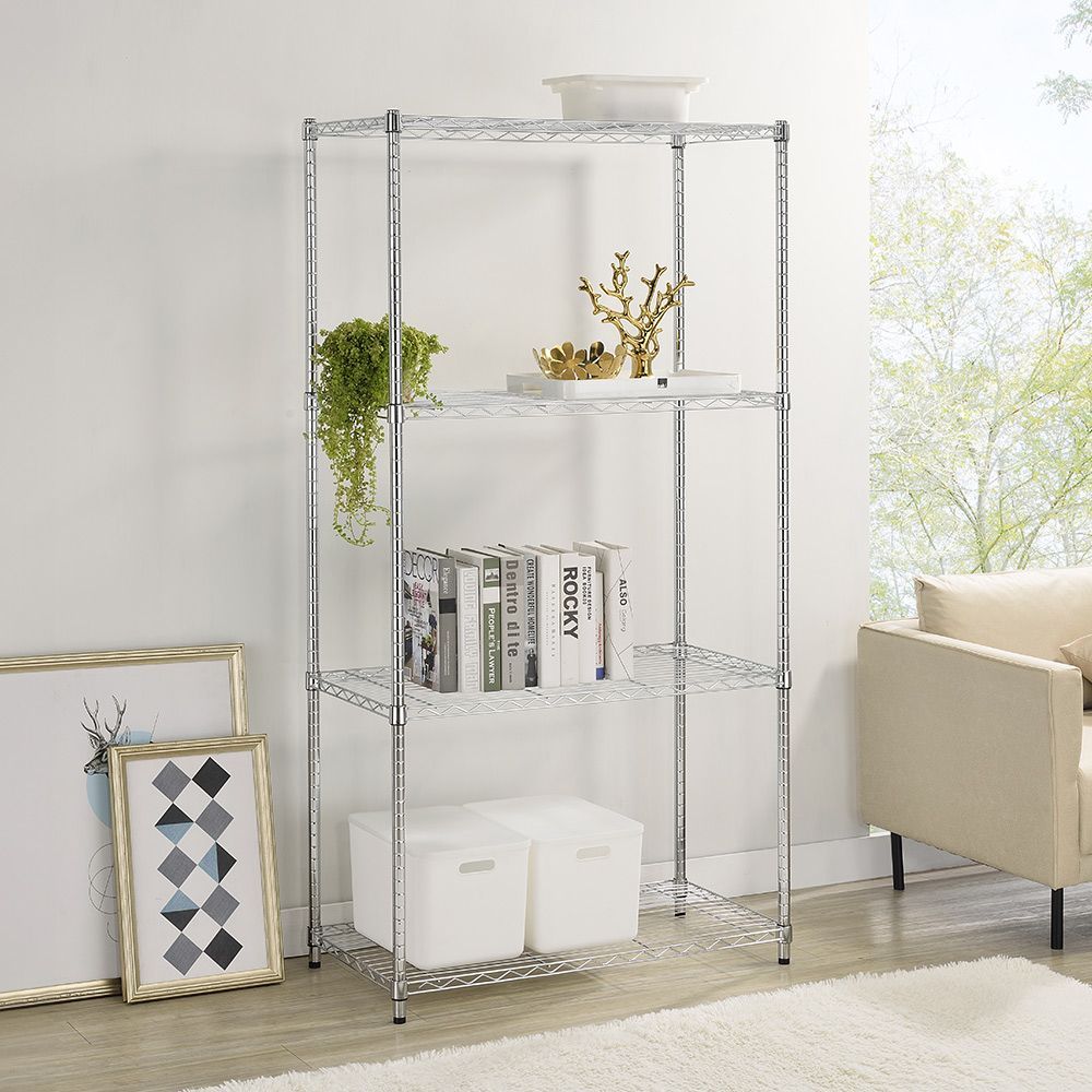 AAA 輕型四層電鍍波浪架 90x45x180cm - 鉻色