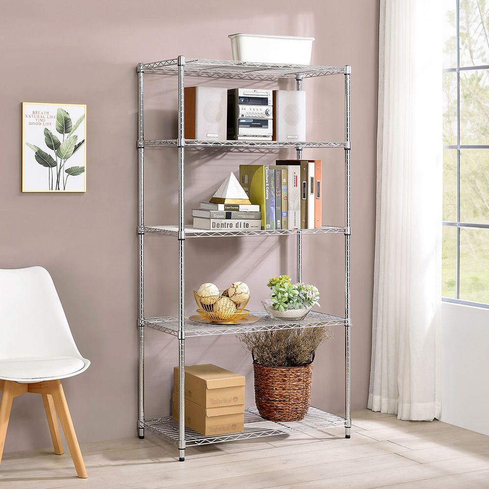 AAA 輕型五層電鍍波浪架 90x45x180cm - 鉻色