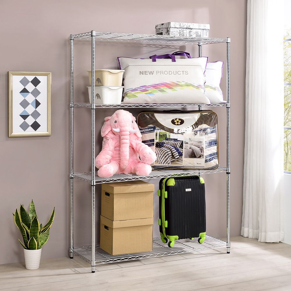 AAA 輕型四層電鍍波浪架 120x45x180cm - 鉻色