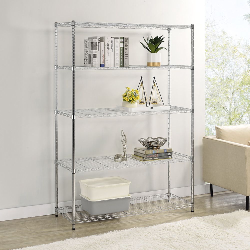 AAA 輕型五層電鍍波浪架 120x45x180cm - 鉻色