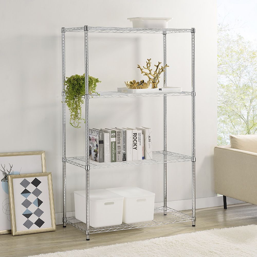 AAA 輕型四層電鍍波浪架 90x35x150cm - 鉻色