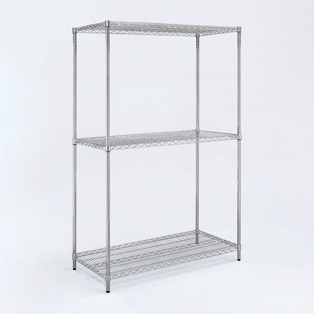 AAA 重型三層電鍍波浪架 75x45x120cm - 鉻色