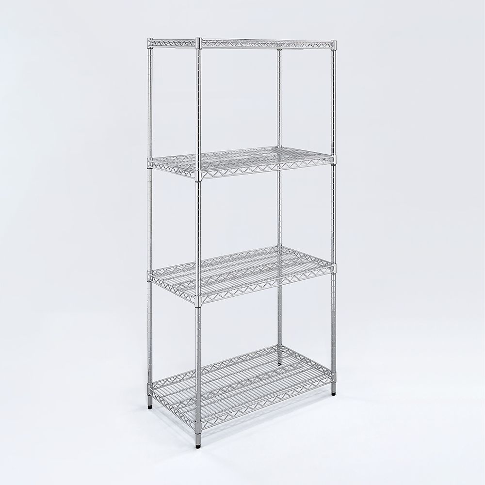 AAA 重型四層電鍍波浪架 75x45x180cm - 鉻色