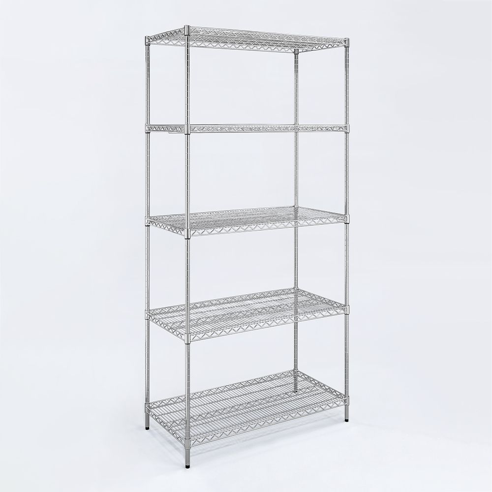 AAA 重型五層電鍍波浪架 75x45x180cm - 鉻色