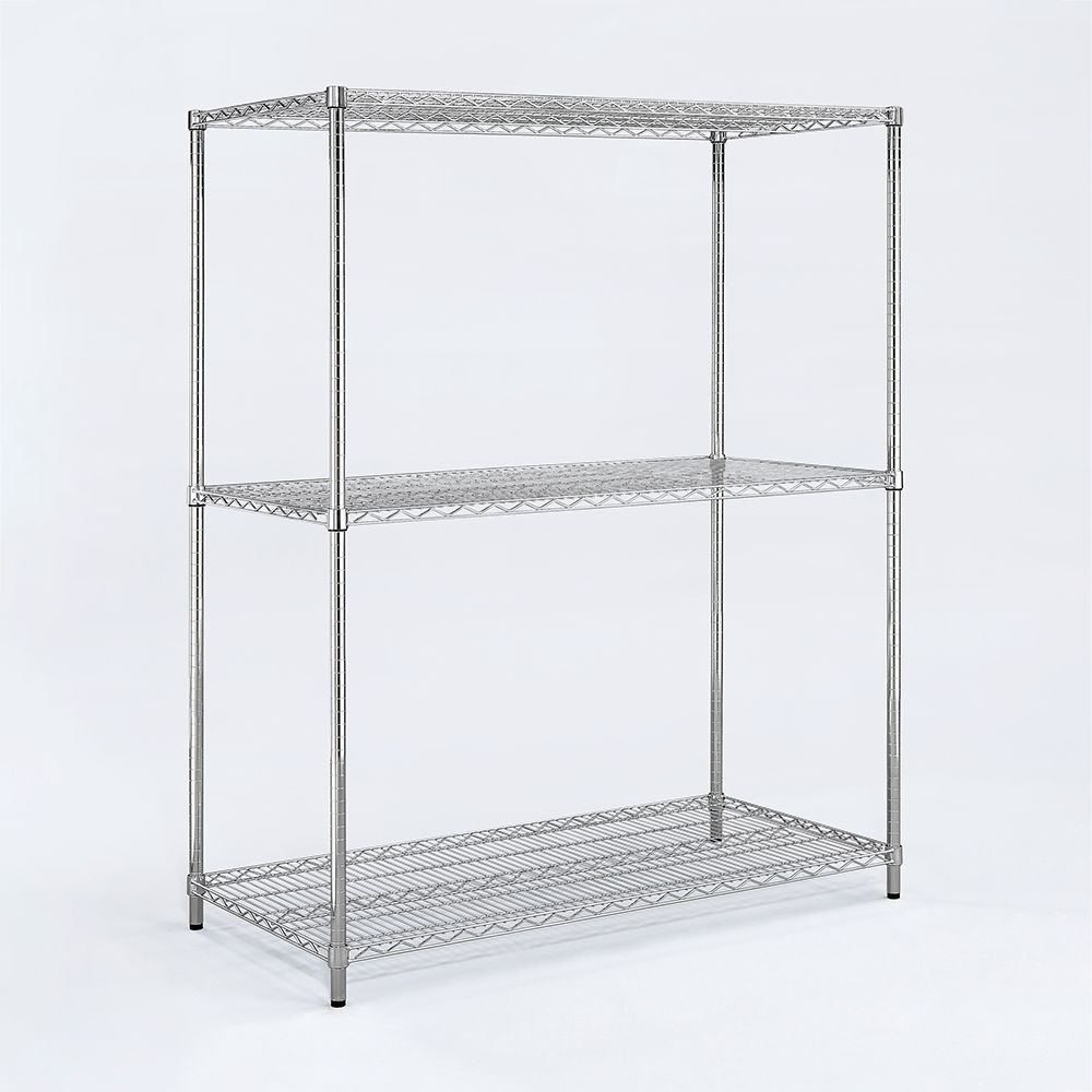 AAA 重型三層電鍍波浪架 90x45x120cm - 鉻色