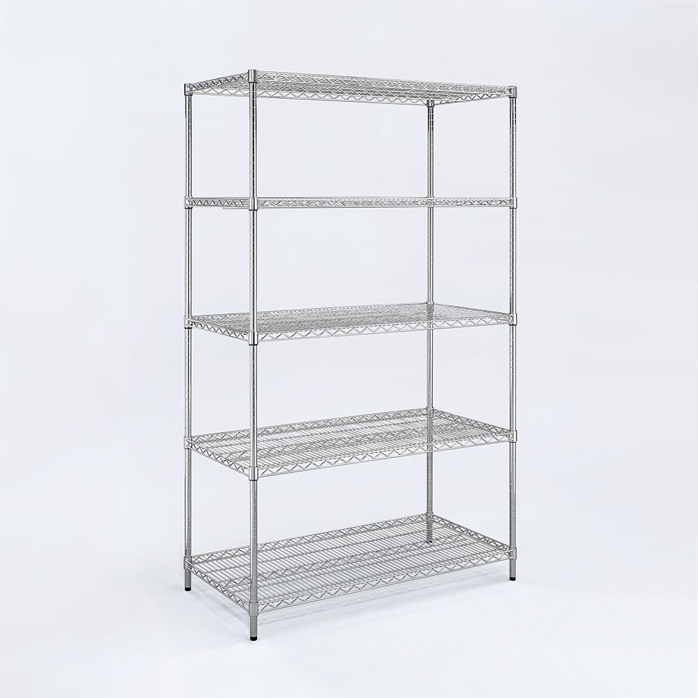AAA 重型五層電鍍波浪架 90x45x150cm - 鉻色