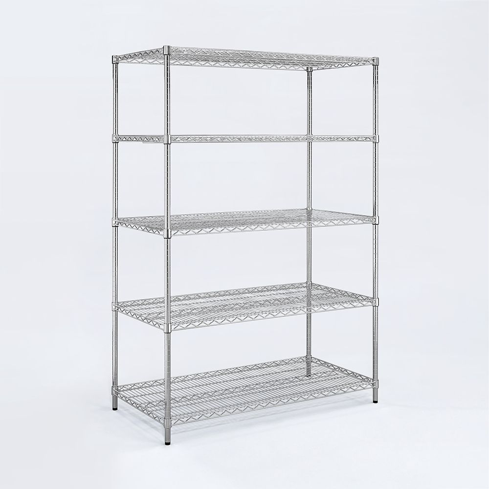 AAA 重型五層電鍍波浪架 120x45x150cm - 鉻色