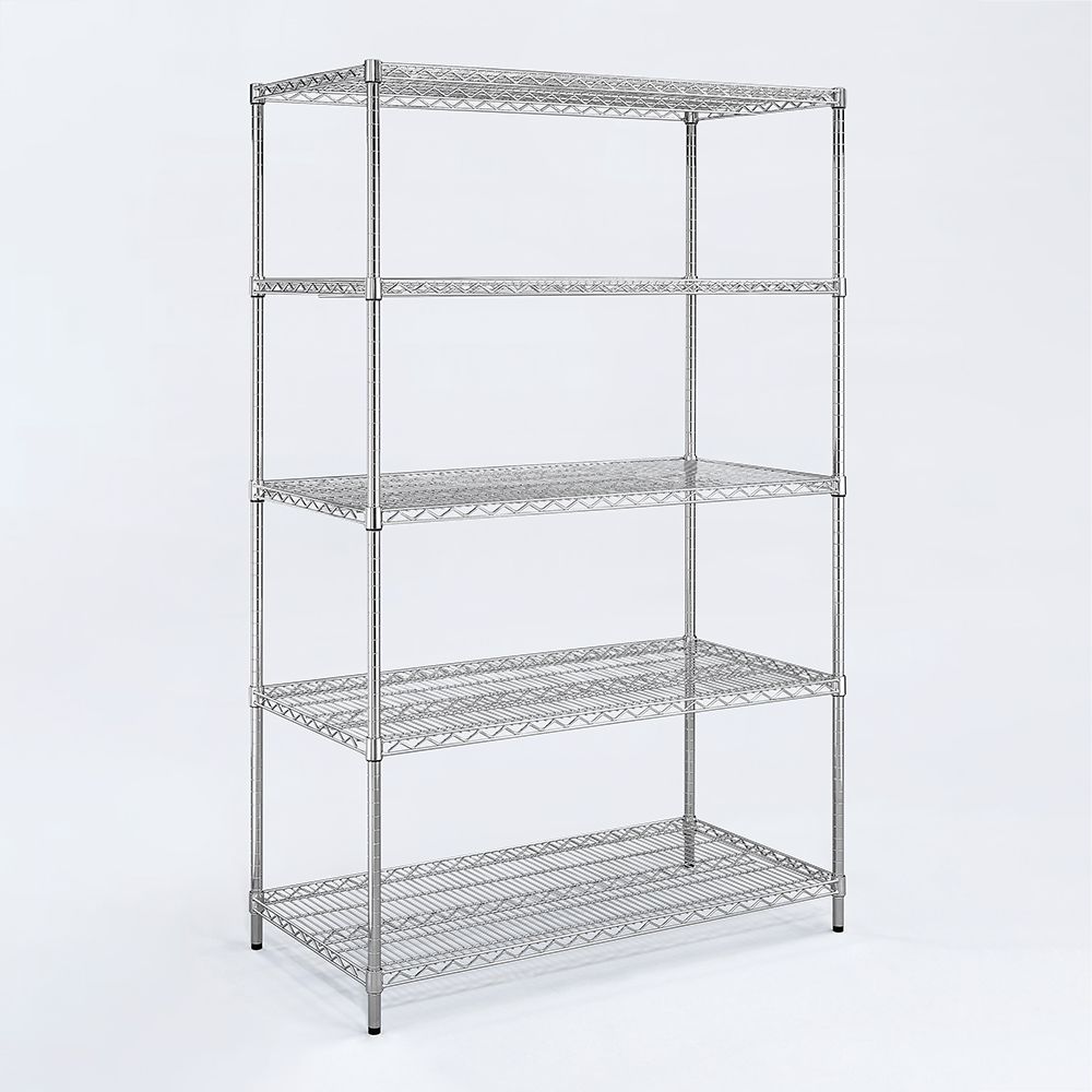 AAA 重型五層電鍍波浪架 120x45x180cm - 鉻色