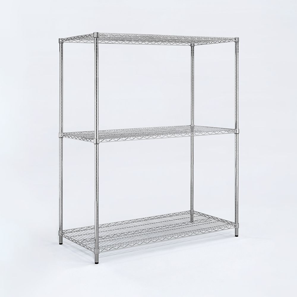 AAA 超重型三層電鍍波浪架 90x45x120cm - 鉻色