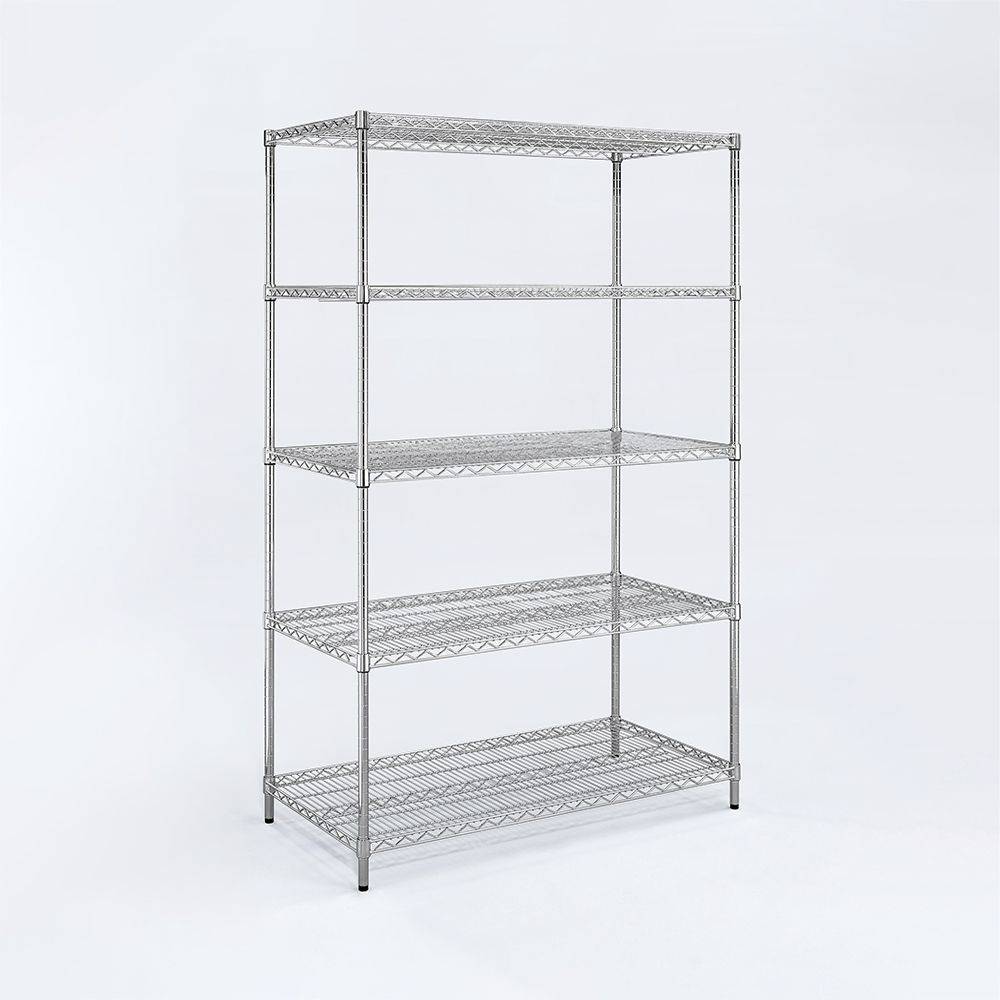 AAA 超重型五層電鍍波浪架 90x45x150cm - 鉻色