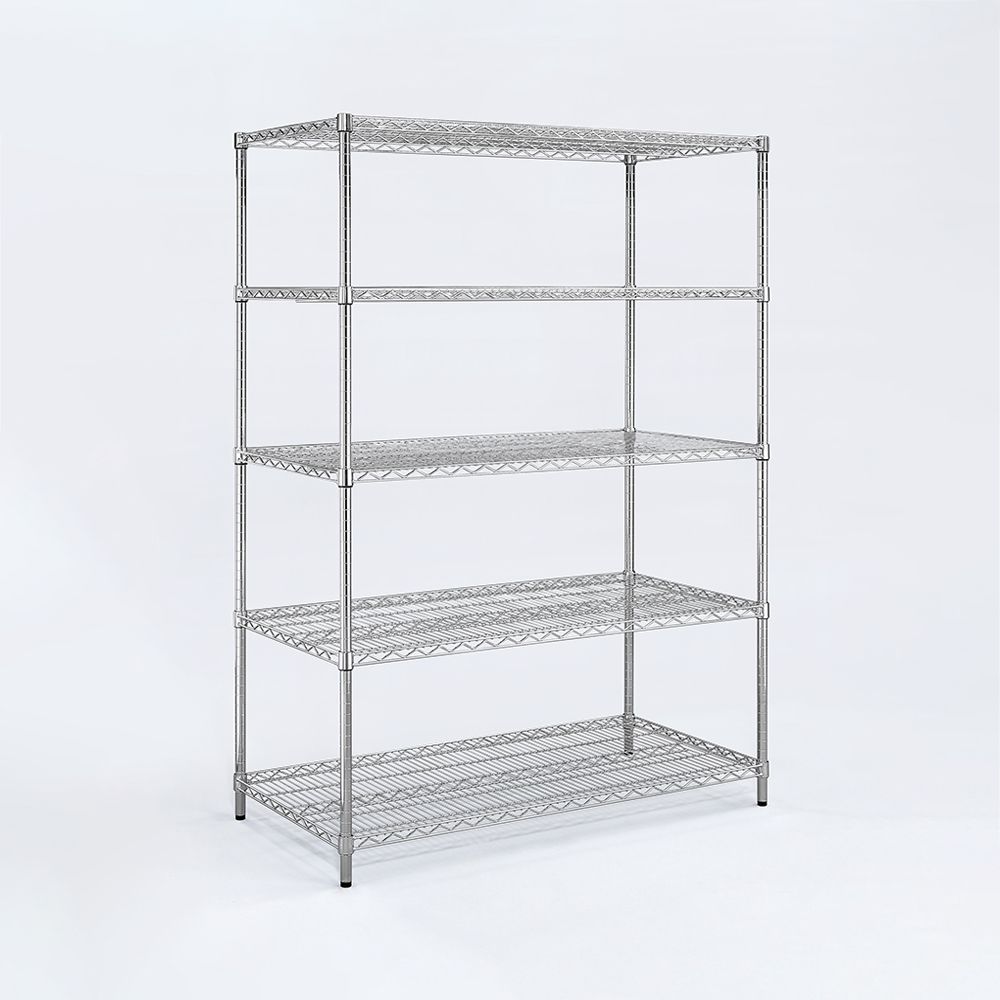 AAA 超重型五層電鍍波浪架 120x45x150cm - 鉻色