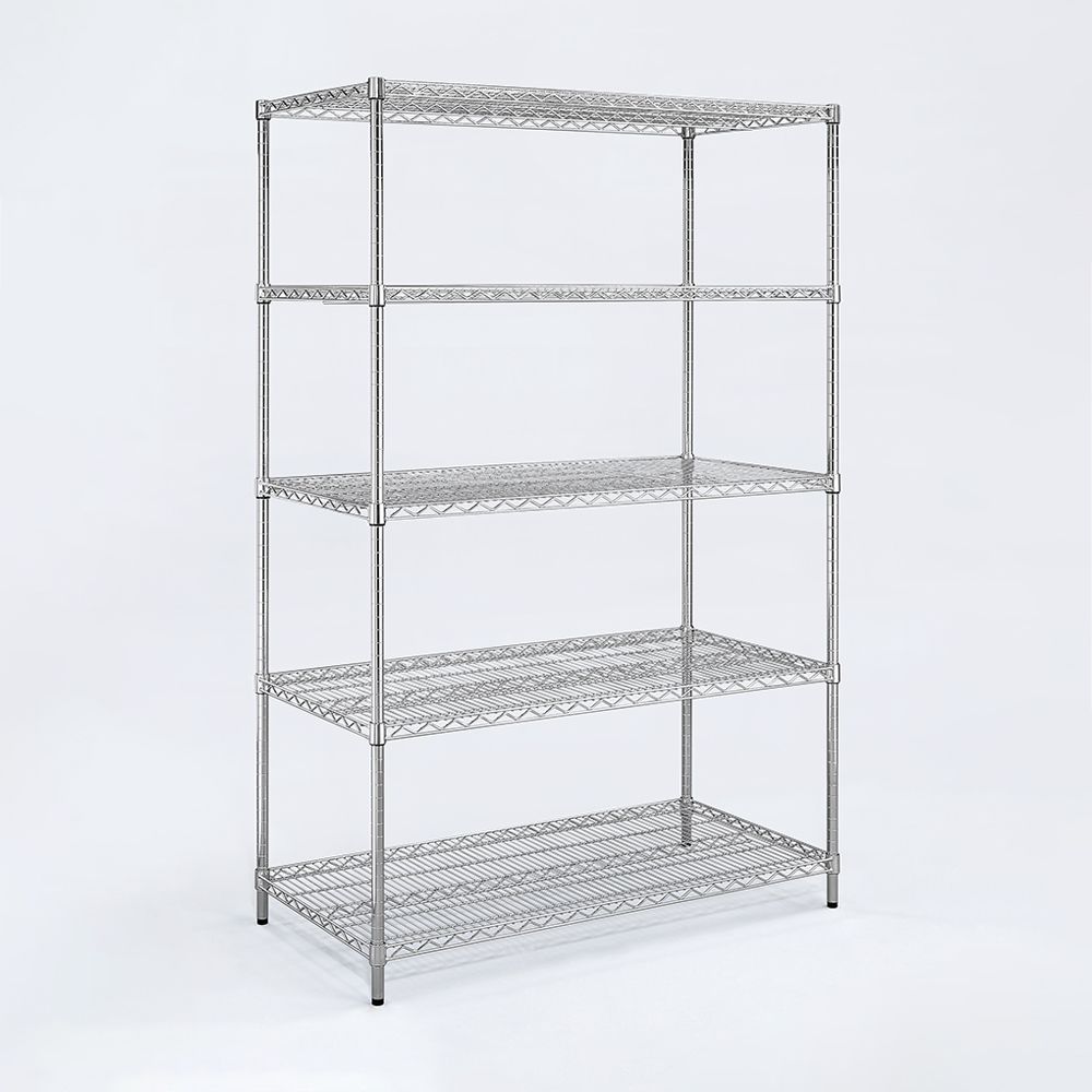 AAA 超重型五層電鍍波浪架 120x45x180cm - 鉻色