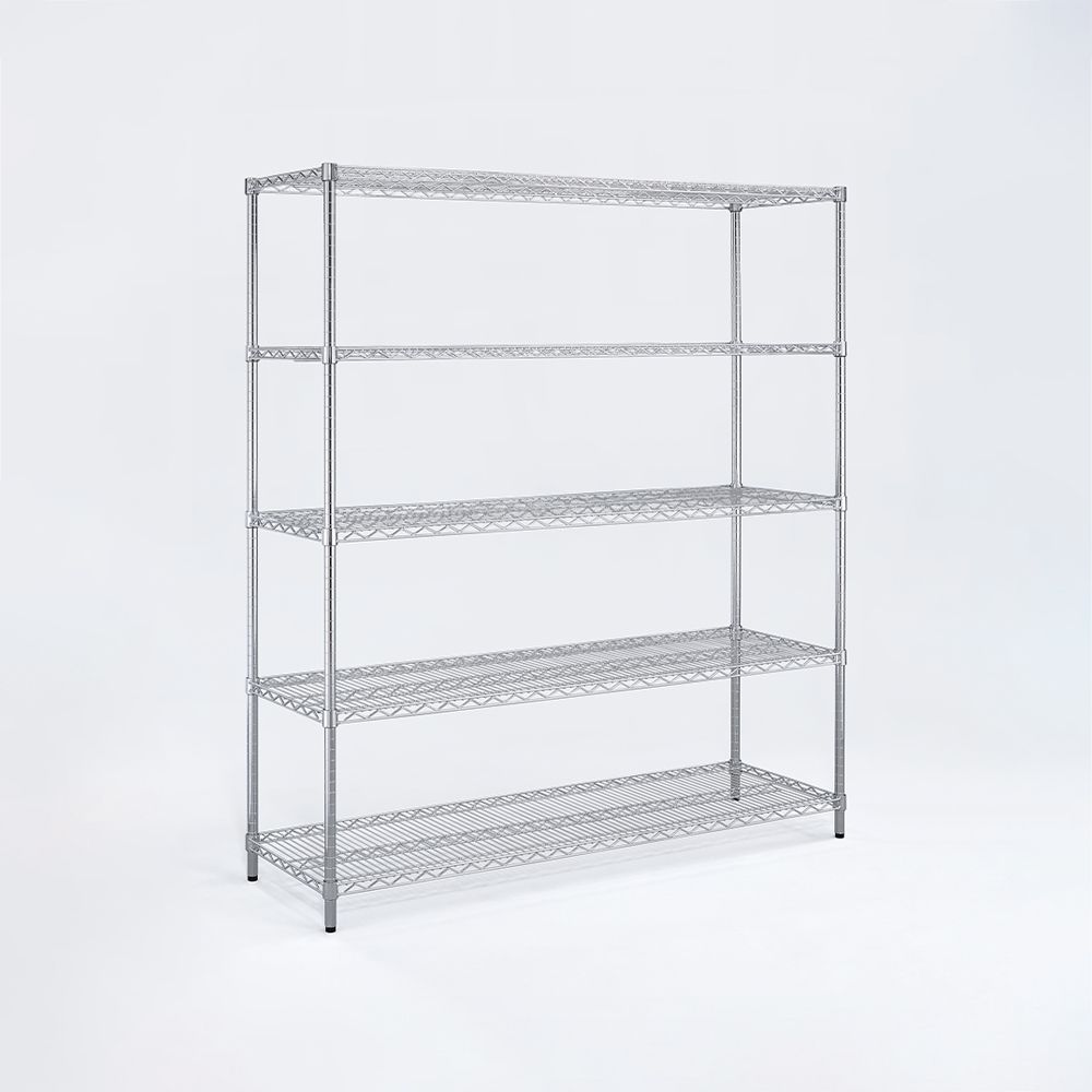 AAA 超重型五層電鍍波浪架 150x45x150cm - 鉻色