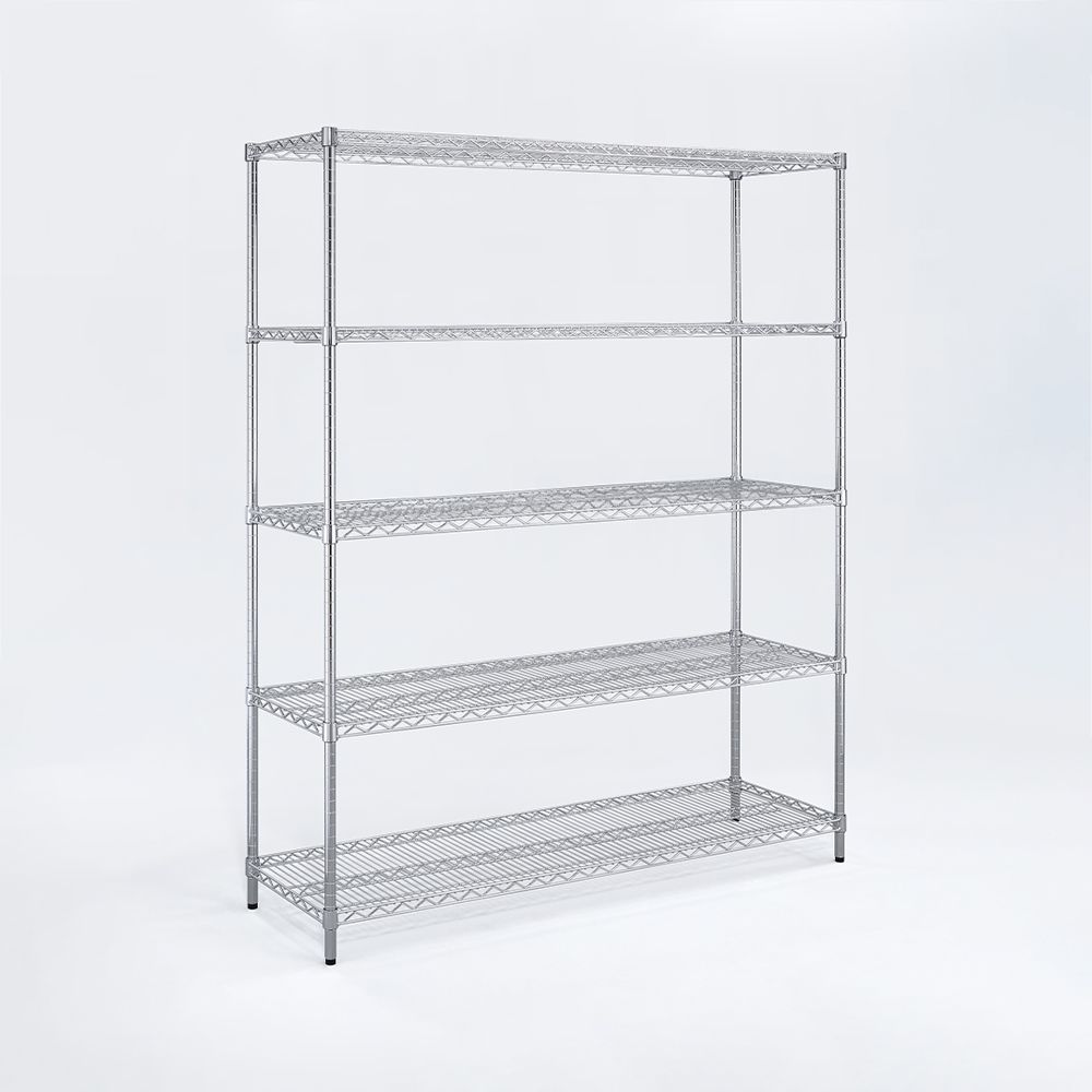 AAA 超重型五層電鍍波浪架 150x45x180cm - 鉻色