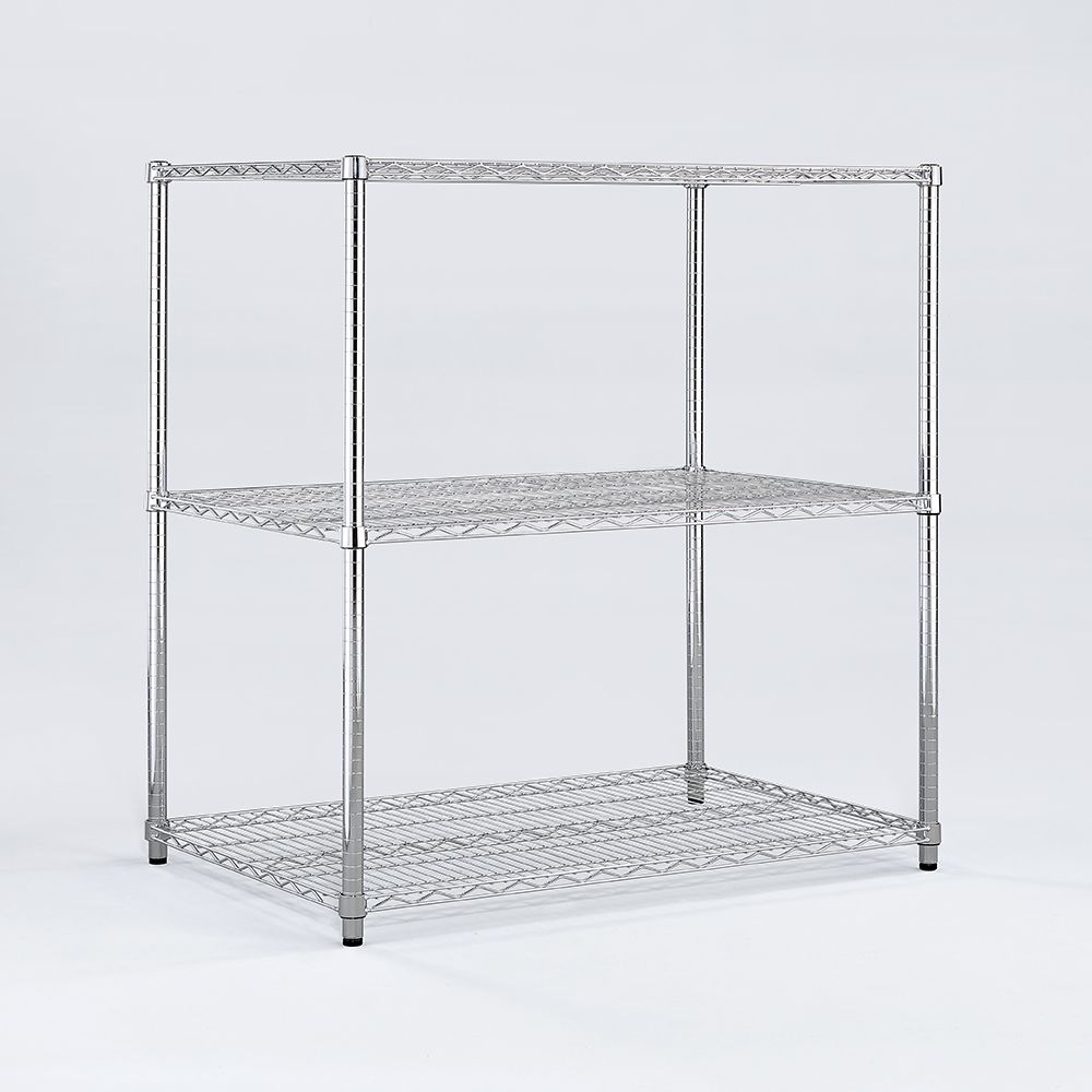 AAA 超重型三層電鍍波浪架 90x60x90cm - 鉻色