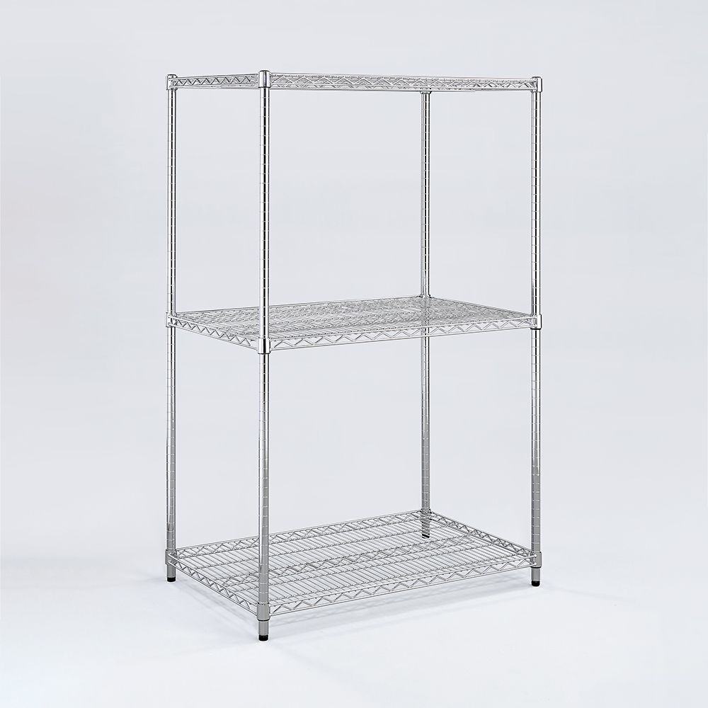 AAA 超重型三層電鍍波浪架 90x60x150cm - 鉻色