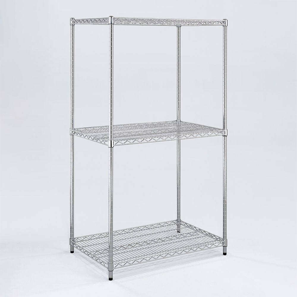 AAA 超重型三層電鍍波浪架 90x60x180cm - 鉻色
