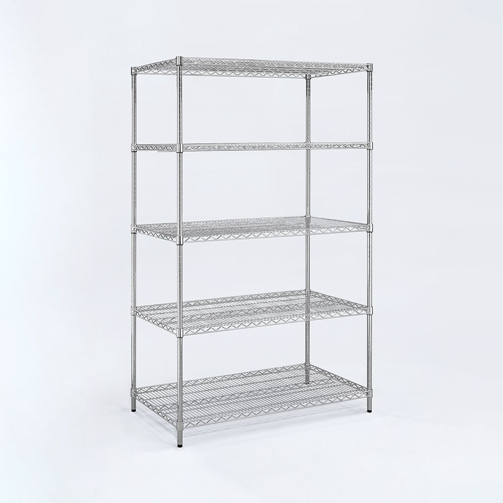 AAA 超重型五層電鍍波浪架 90x60x150cm - 鉻色