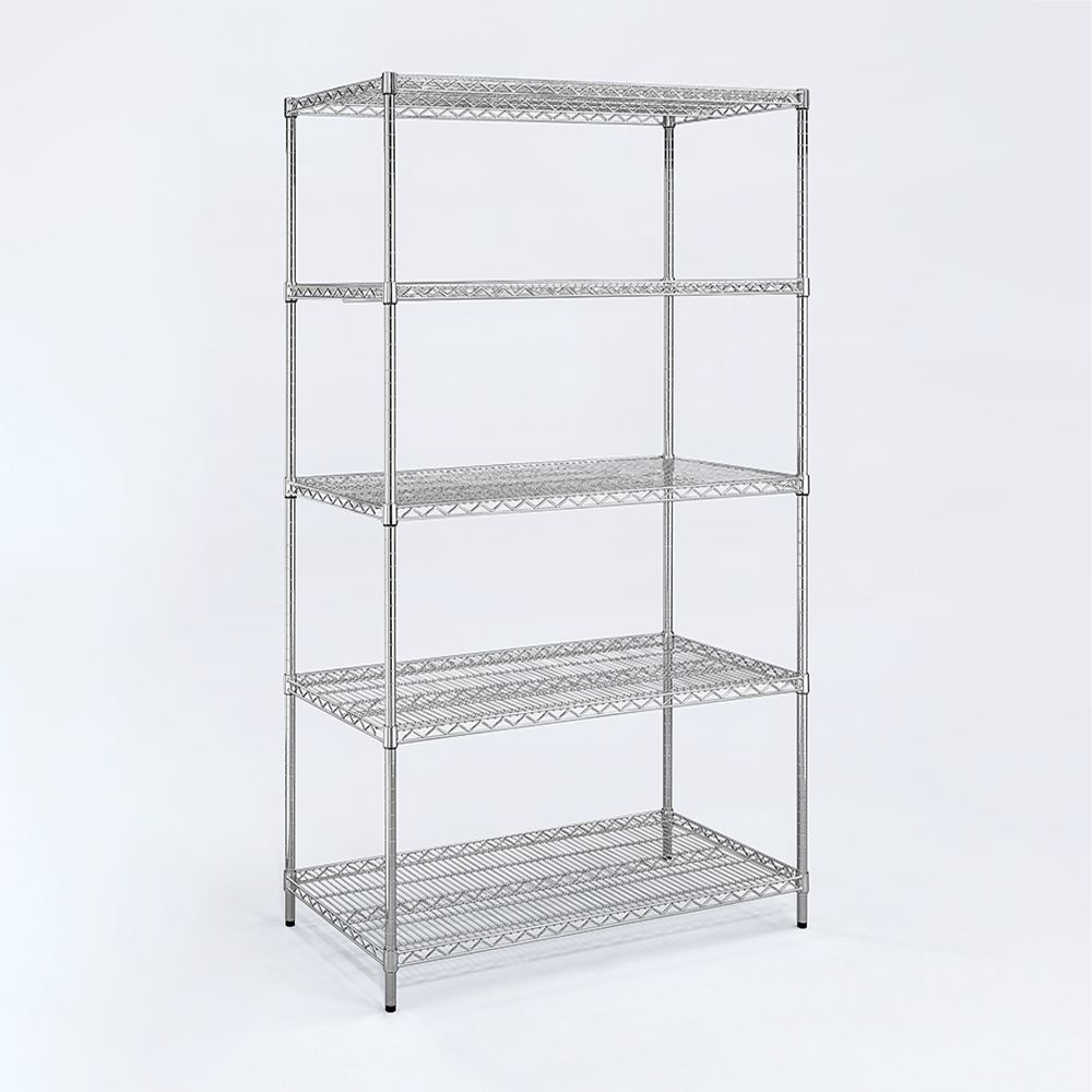 AAA 超重型五層電鍍波浪架 90x60x180cm - 鉻色