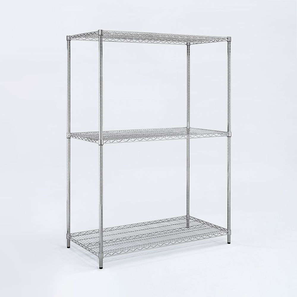 AAA 超重型三層電鍍波浪架 120x60x150cm - 鉻色