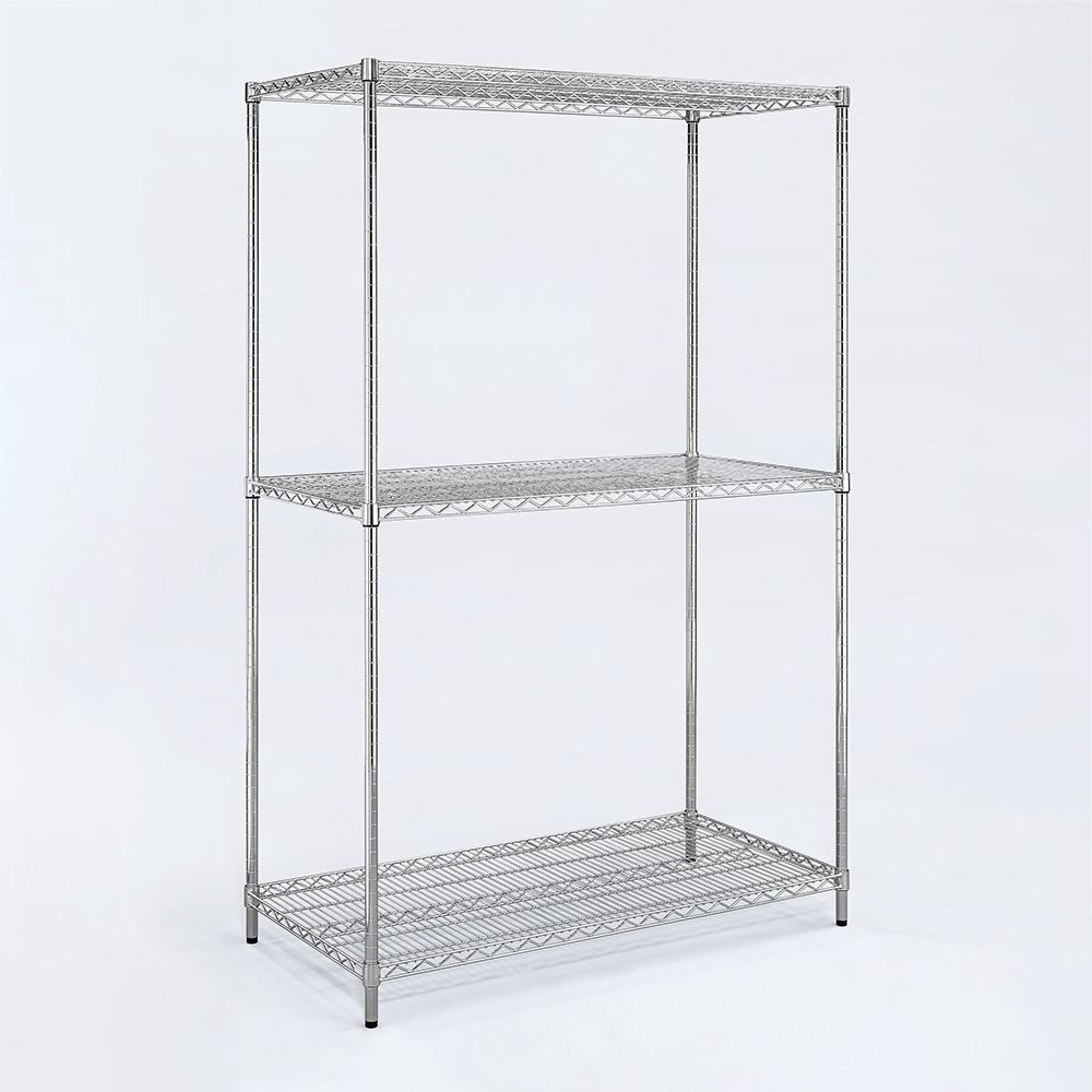 AAA 超重型三層電鍍波浪架 120x60x180cm - 鉻色