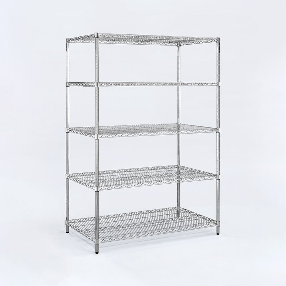 AAA 超重型五層電鍍波浪架 120x60x150cm - 鉻色