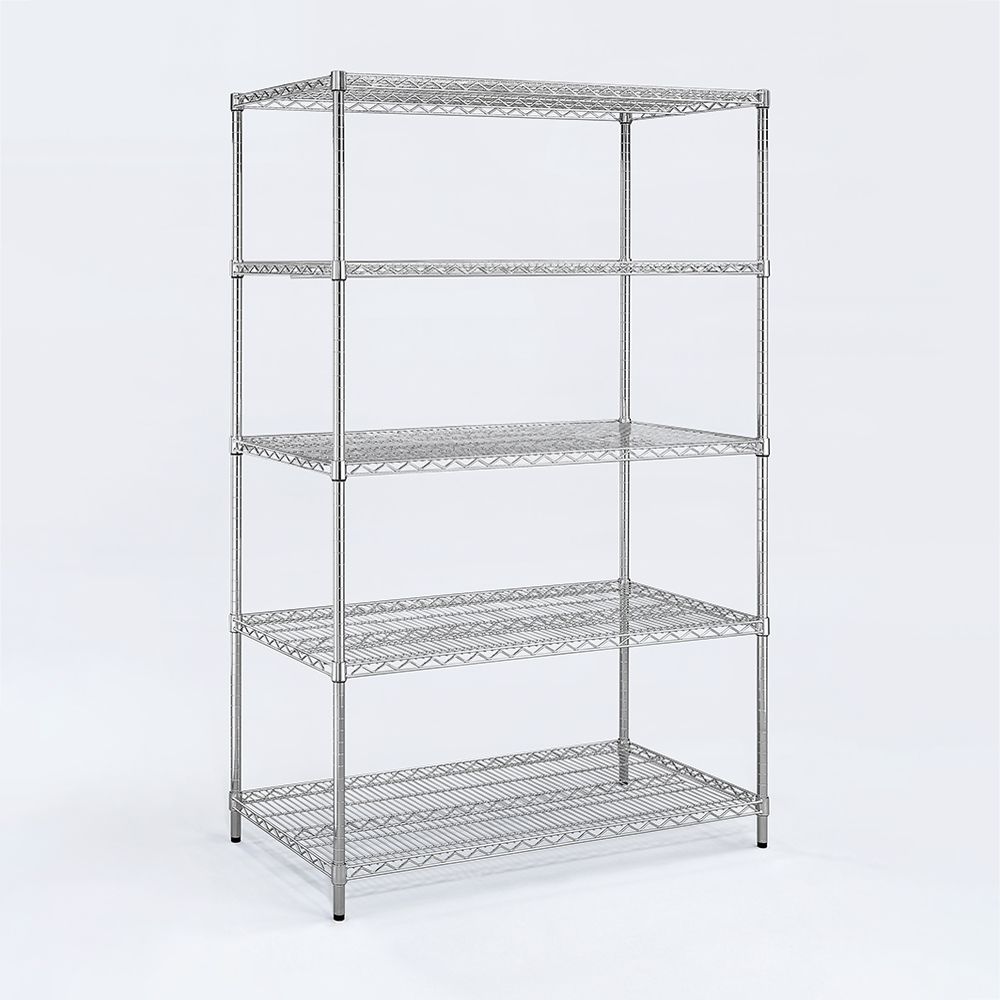 AAA 超重型五層電鍍波浪架 120x60x180cm - 鉻色