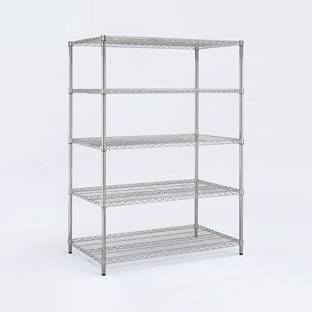 AAA 超重型五層電鍍波浪架 150x60x180cm - 鉻色