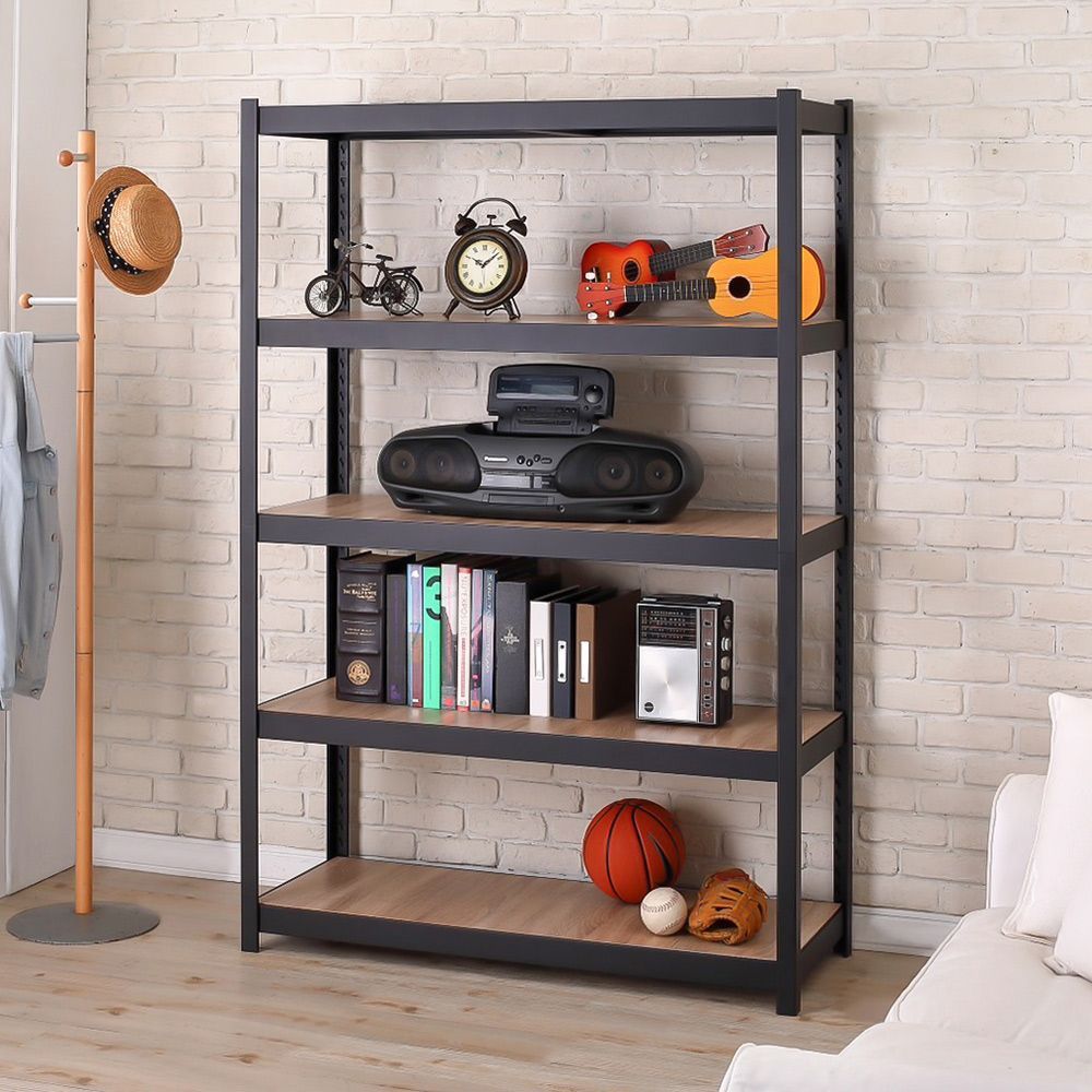 客訂 AAA 超耐重五層木板隱藏式角鋼架 120x45x180cm - 尊爵黑