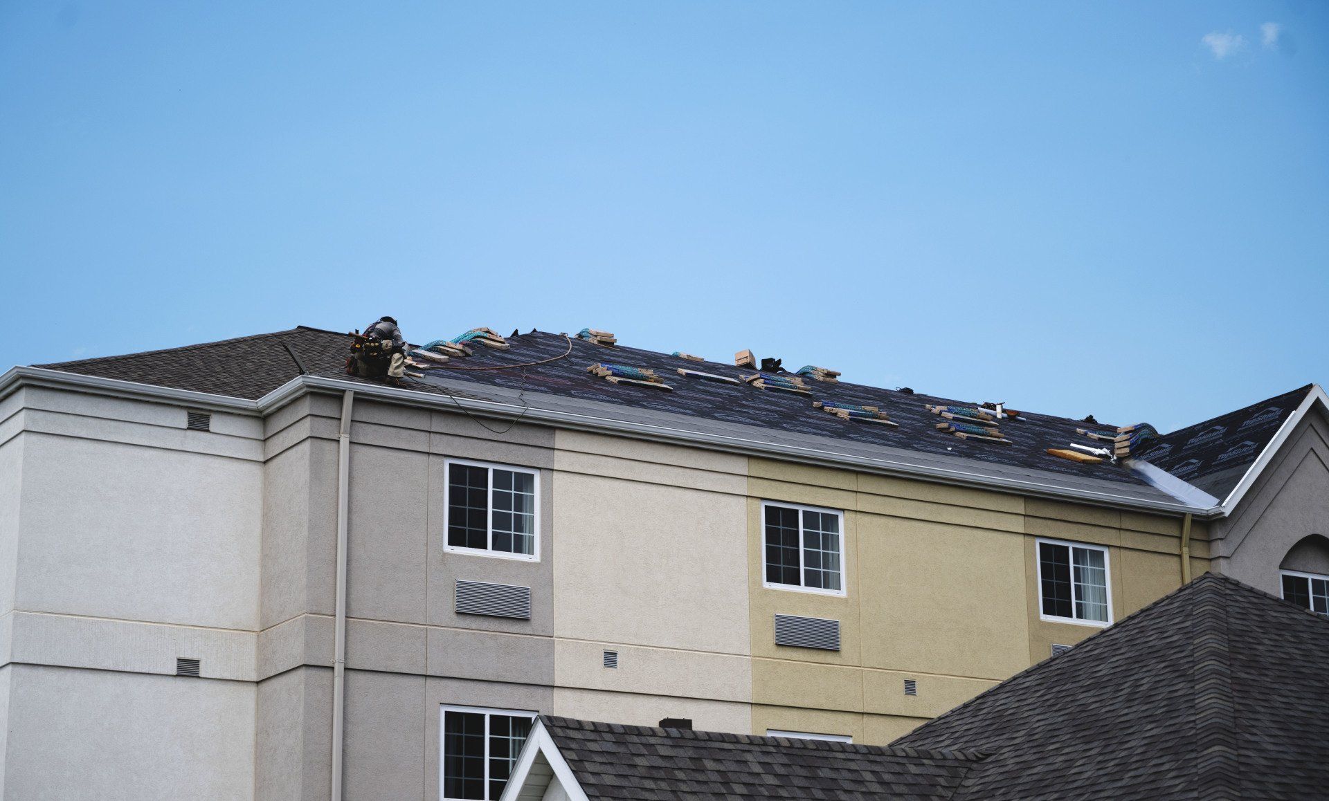 building with roof construction