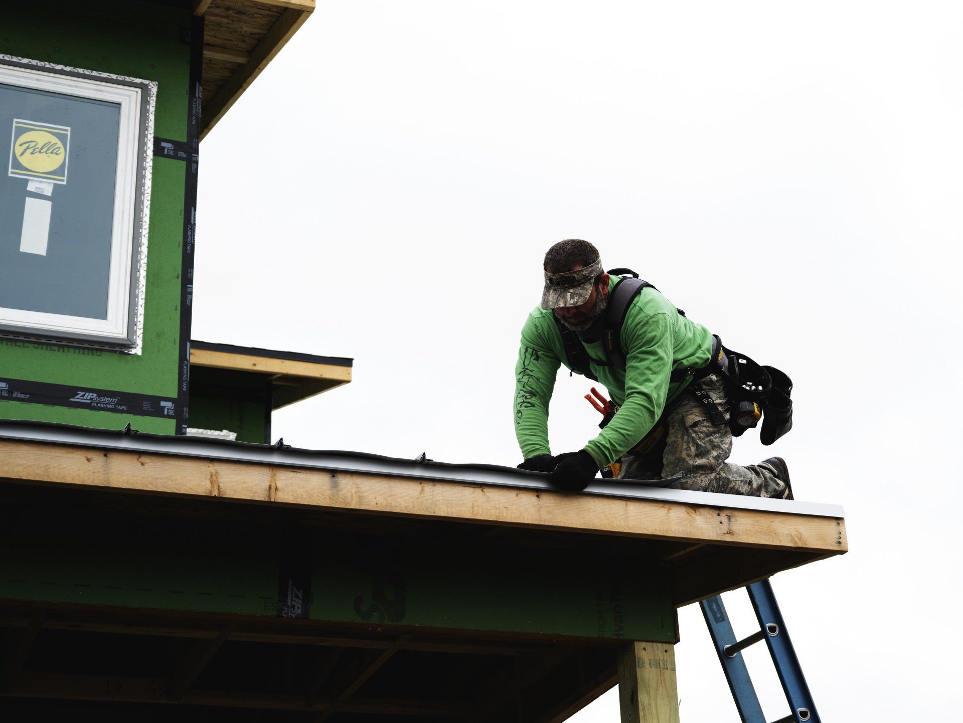 person working on roof