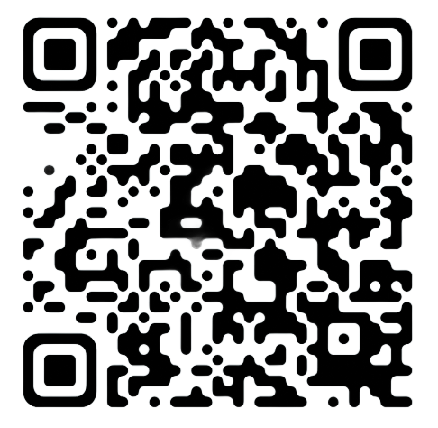 QR code with black squares and dots.