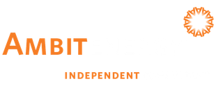 The ambit independent logo is orange and white with a circle in the middle.