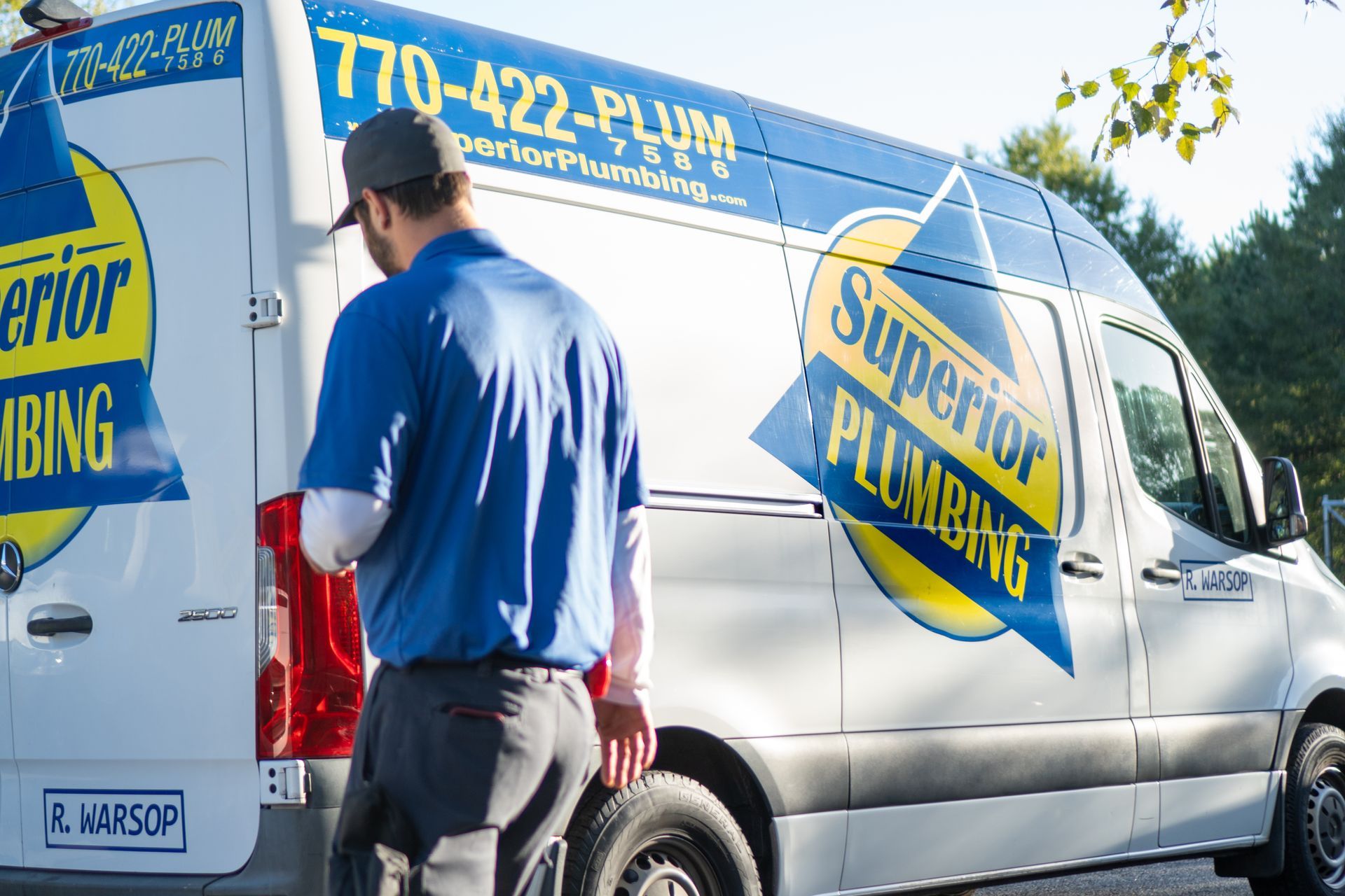 Superior Plumbing water line repair and replacement Acworth GA plumbing service truck