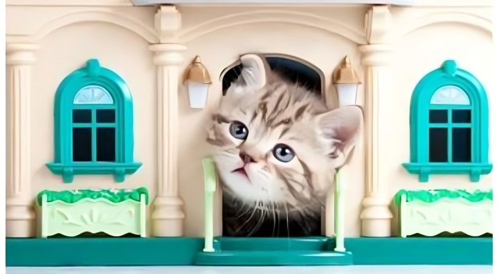 A Kitten is Looking Out of a Doorway of a Doll House — Anderson Family Chiropractic Health Centre in Mount Pleasant, QLD