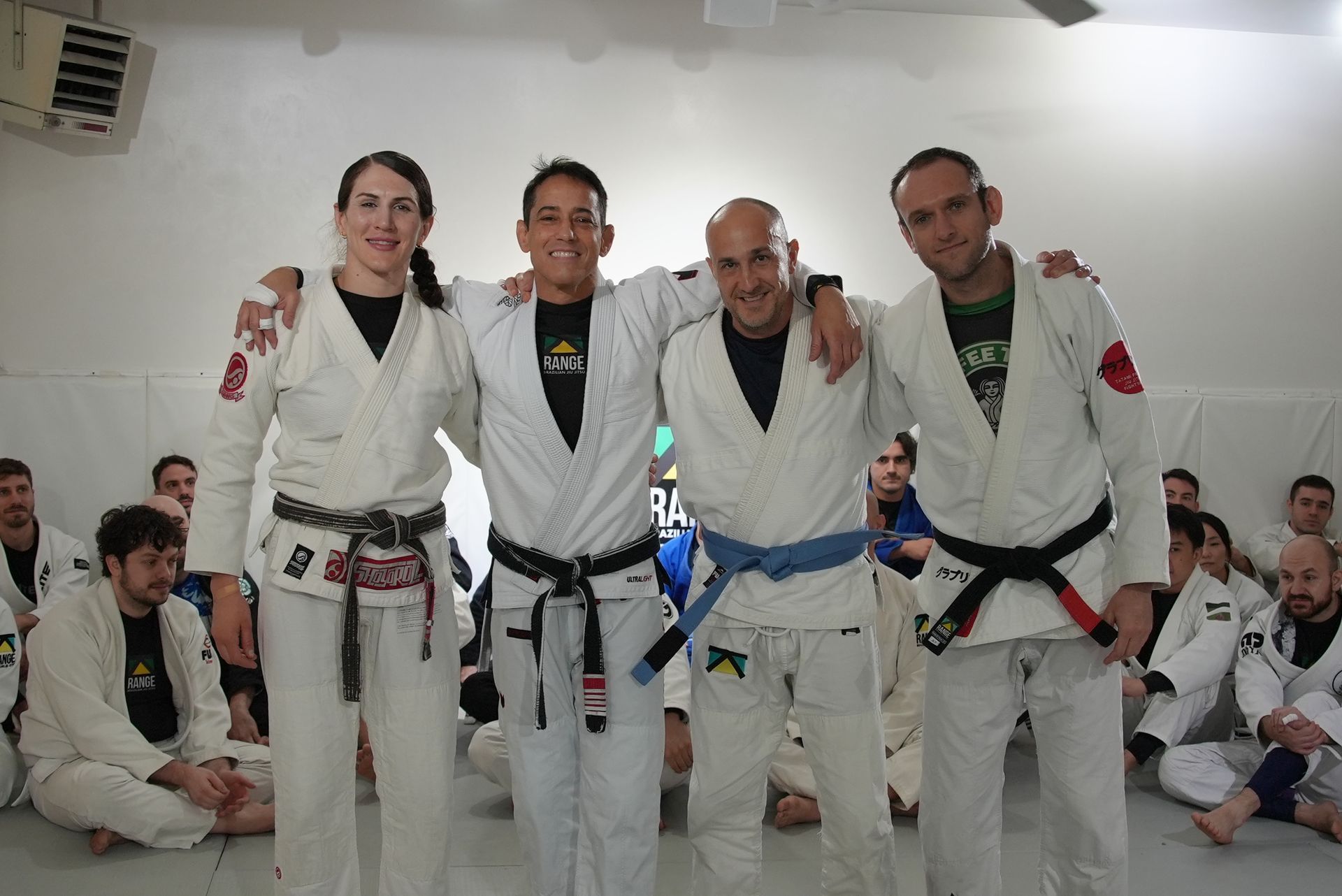Adults drilling Brazilian Jiu-Jitsu at Range Brazilian Jiu-Jitsu NYC in New York, NY to build confidence.